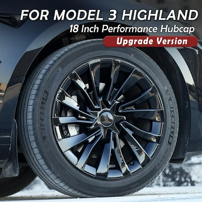 4PCS HubCap for New Tesla Model 3 Highland 2024 Performance 18 Inch Wheel Cap Replacement Automobile Full Rim Cover  Accessories