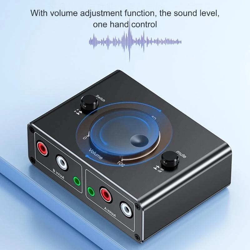 Bidirectional 3.5mm 2RCA Switcher Box for Auditory Switching 2 In 1 Out with Sound Control Not Need External Power K1KF