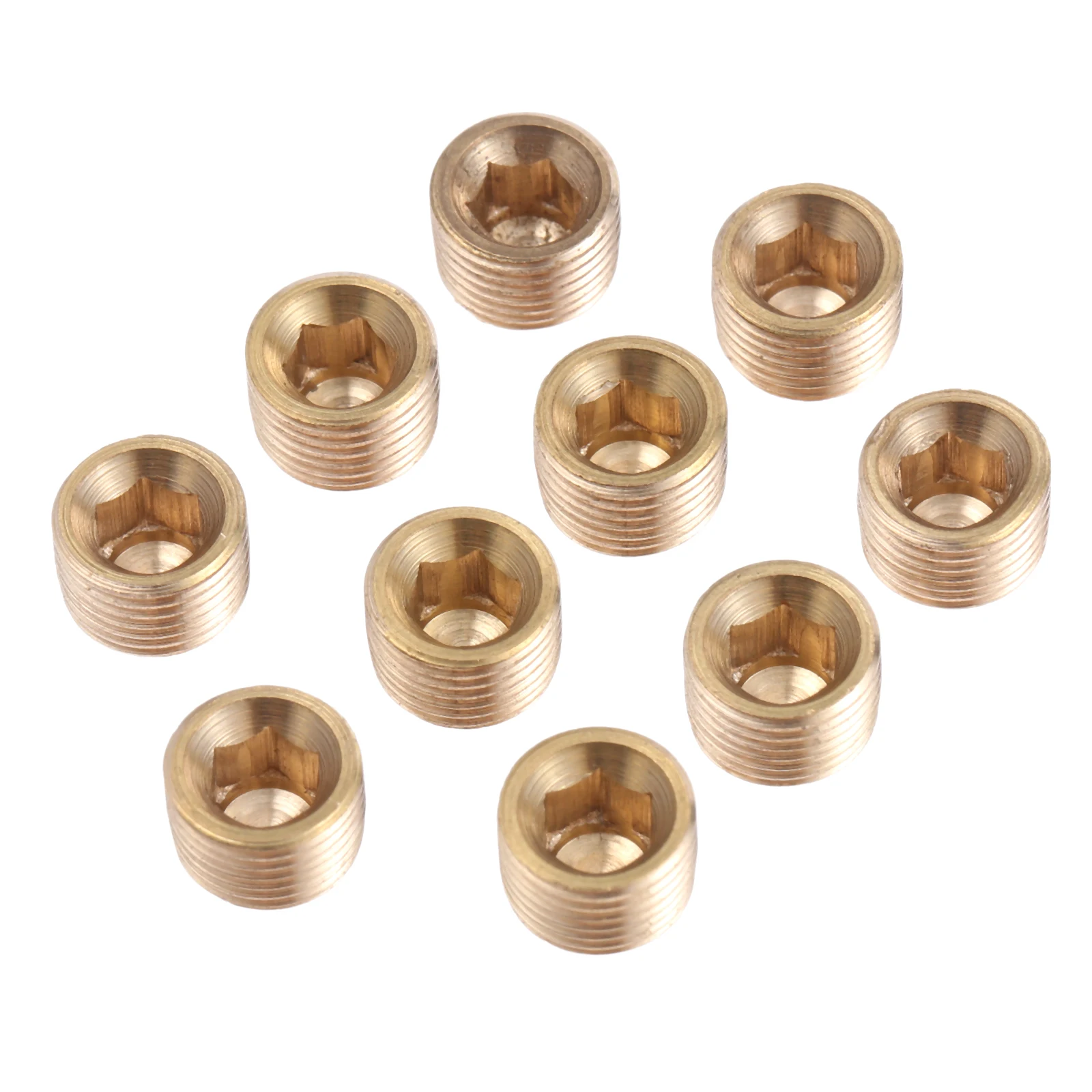 10Pcs 1/8 inch NPT Brass Pipe Fittings Mechanical Fasteners 9.5mm Thread Internal Hex Thread Socket Pipe Plug Fitting Connector