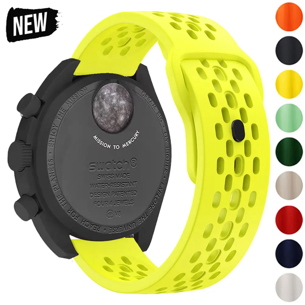 Correa de 20mm para Omega X Swatch Joint MoonSwatch Correa de silicona para Samsung Galaxy Watch 7 6 5 4 40 44mm 5pro 45mm pulsera