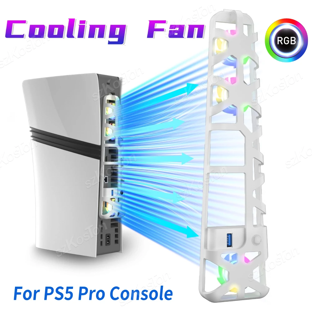 

Cooling Fan For PS5 Pro Auto Temperature-Controlled for Playstation 5 Pro Console Game Accessory with RGB Lighting&USB 3.0 Port