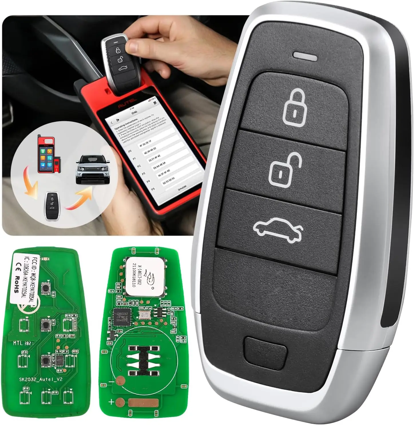 

Original Programmable Key Fob IKEYAT003BL, 3-Button, Dual-Band, 130FT Range, OBD Learning, Fits 700+ Vehicles