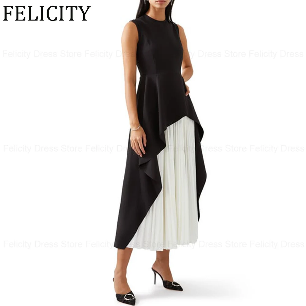 

FELICITY Simple Black Chiffon Mother of the Bride Dresses 2024 A-Line O-Neck Sleeveless Wedding Guest Dresses Party Evening Gown