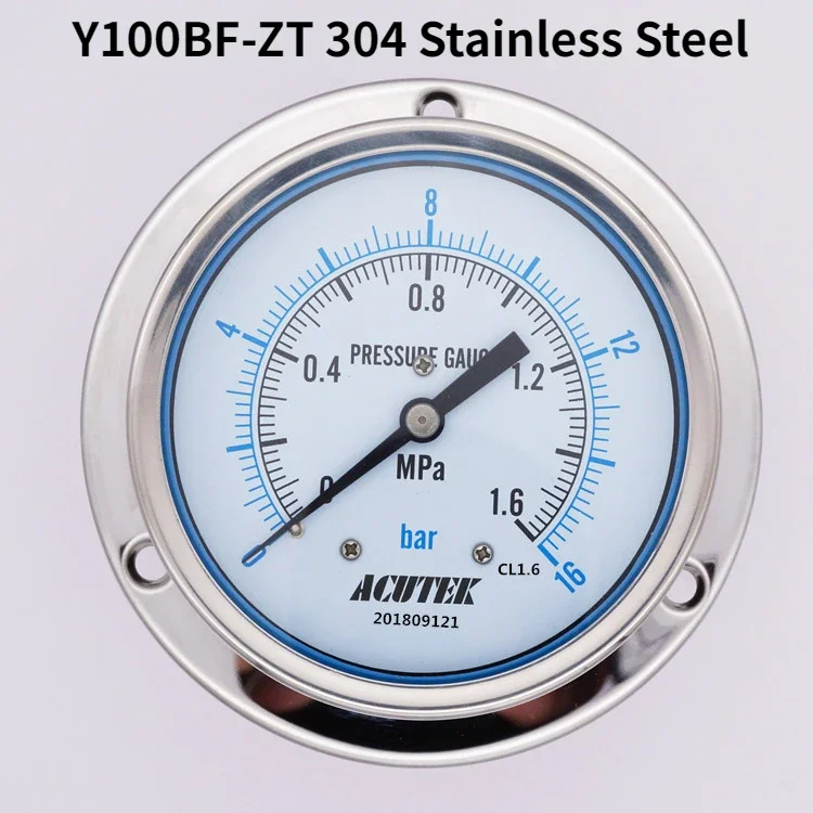 Y100BF-ZT-0.1-60 Mpa Axial band edge 316 Stainless Welded Positive Negative Vacuum Pressure Gauge Gas Petrochemical Electric