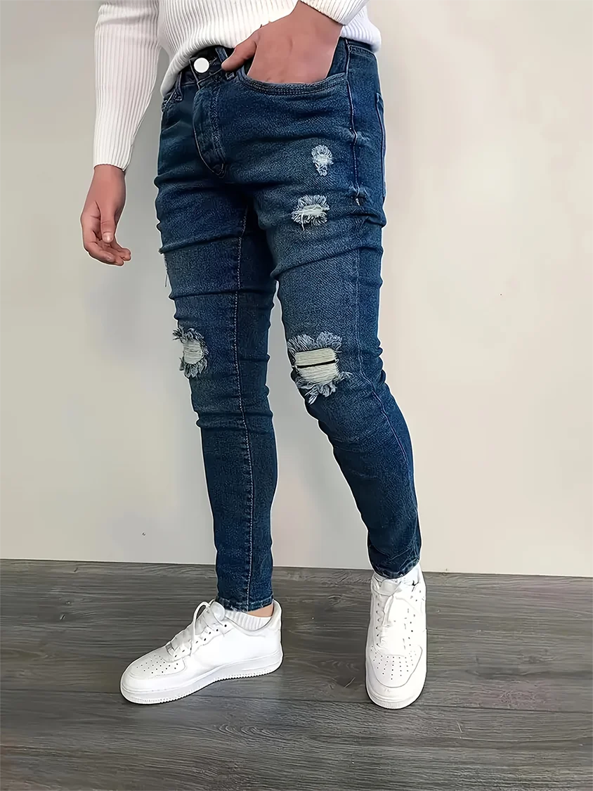Celana Jeans Fashion Pria yang Trendi |   Celana Denim Ringan Model Slim-Fit Gaya Jalanan |   Nyaman untuk Dipakai Sehari-hari, Cocok untuk Semua Musim