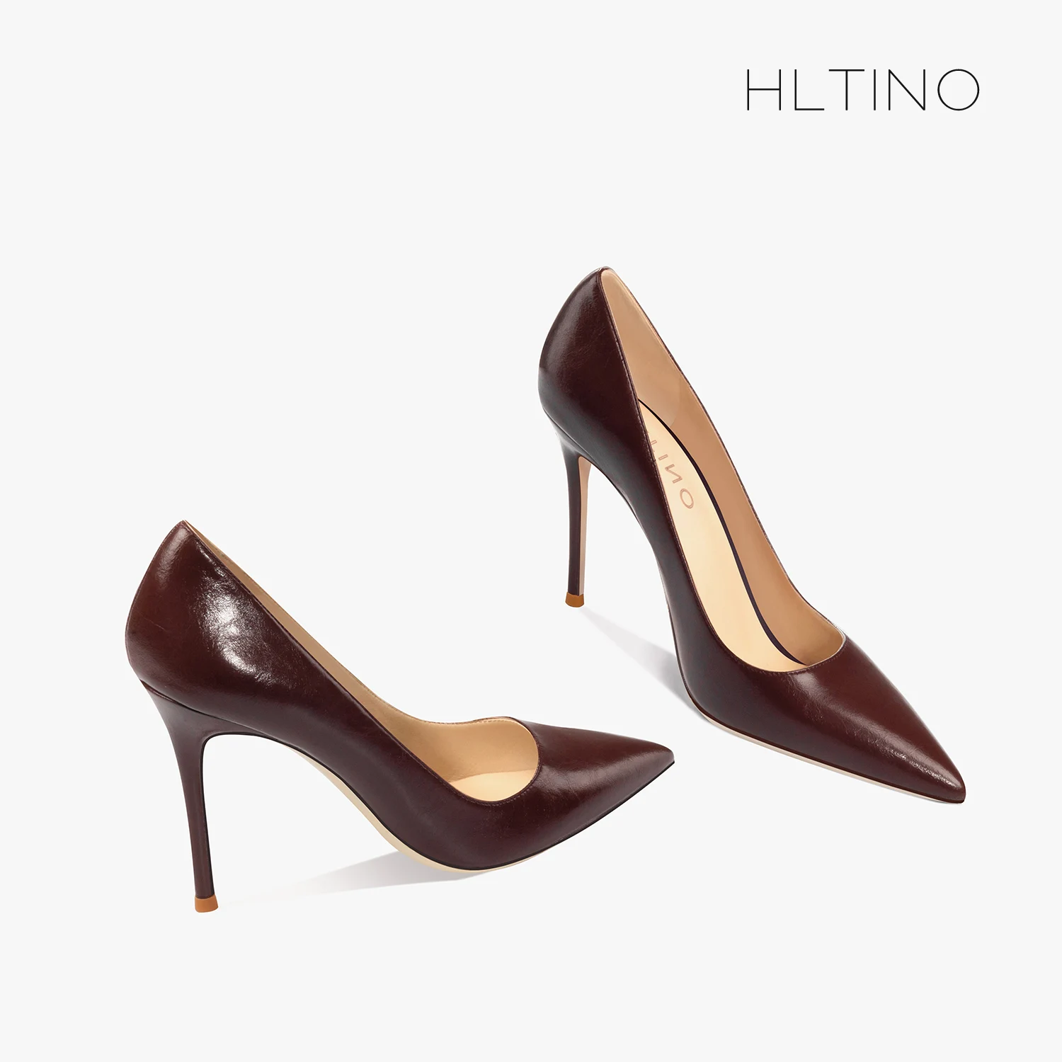 Autunno donna Sexy décolleté con tacco alto punta a punta nuove donne ufficio tacchi a spillo caffè scuro signore eleganti scarpe con tacco maturo