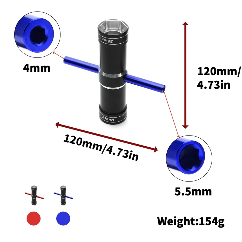 อลูมิเนียมอัลลอยด์มัลติฟังก์ชั่นซ็อกเก็ต Hex ประแจอะแดปเตอร์สําหรับ 1:5 RC รถอะไหล่อัพเกรดอุปกรณ์เสริม A