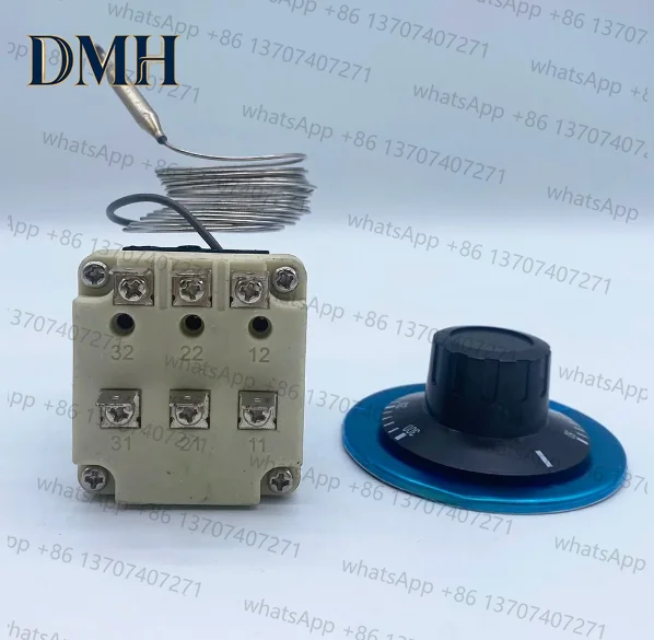 Oven Fryer Parts 380V 16A 200CM Wire 6 Pins 50-300 Degree Safe Temperature Control Temperature Limiter Thermostat With Knob-DMH