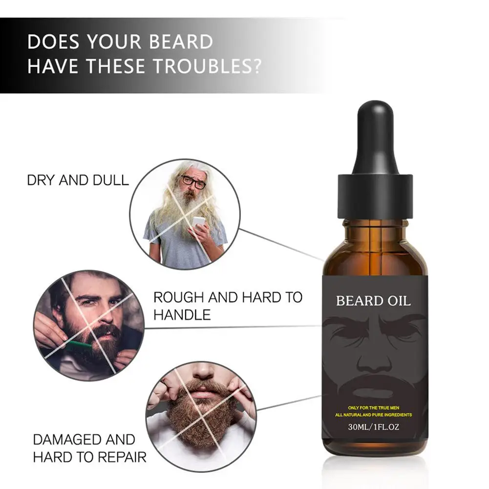 Aceite Natural para el crecimiento de la barba para hombre, herramientas de alisado hidratante, acondicionador para el cuidado de la barba