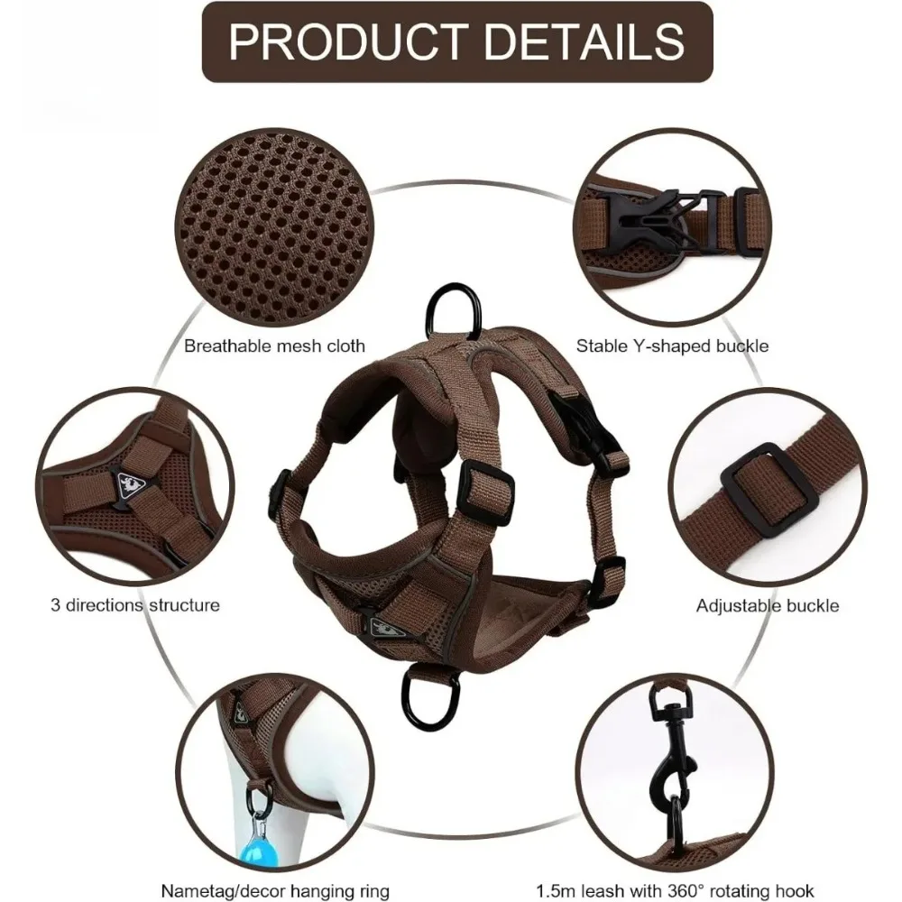 Reflective Cat Harness And Leash Set Adjustable Vest For Cats_voghion.com