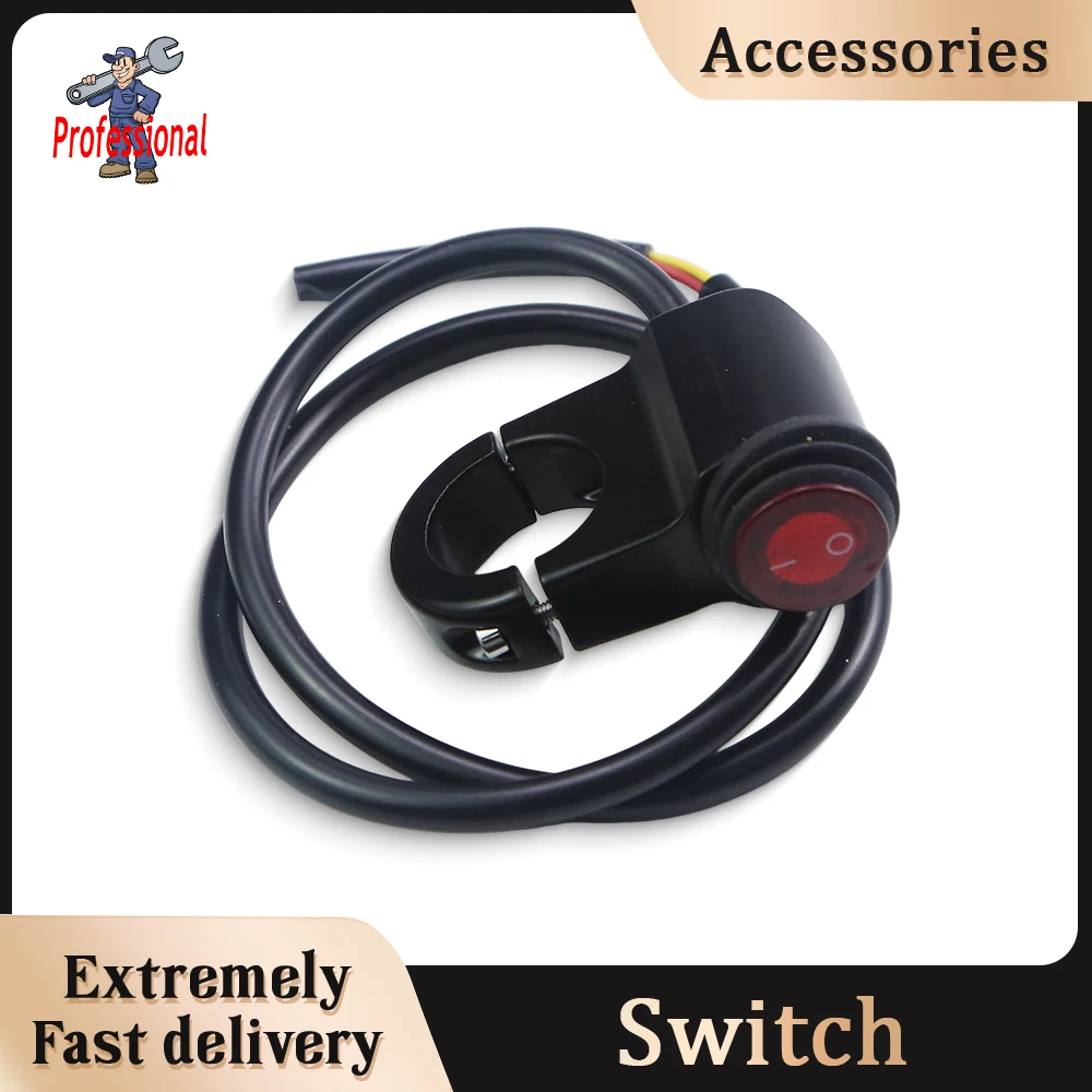 Motorcycle Handlebar Light Switch Red Button LED Headlight Control Electronic Switch For Scooter Dirt Bike