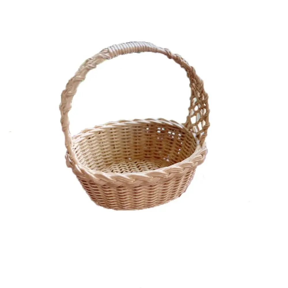 Panier tissé en résine pour maison de poupée, échelle 1/6 1/8, décoration de maison de poupée, panier de rangement Miniature, modèle de scène de maison de jeu