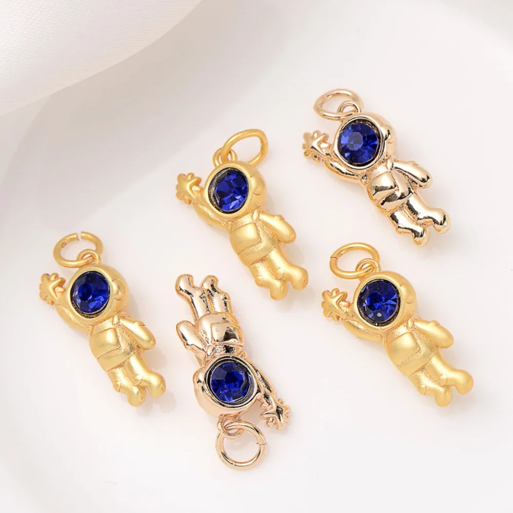 

Позолоченный 14-каратный цветной кулон-астронавт, ручная работа, браслет «сделай сам», ожерелье, брелок, матовое золото, небольшой кулон, аксессуар