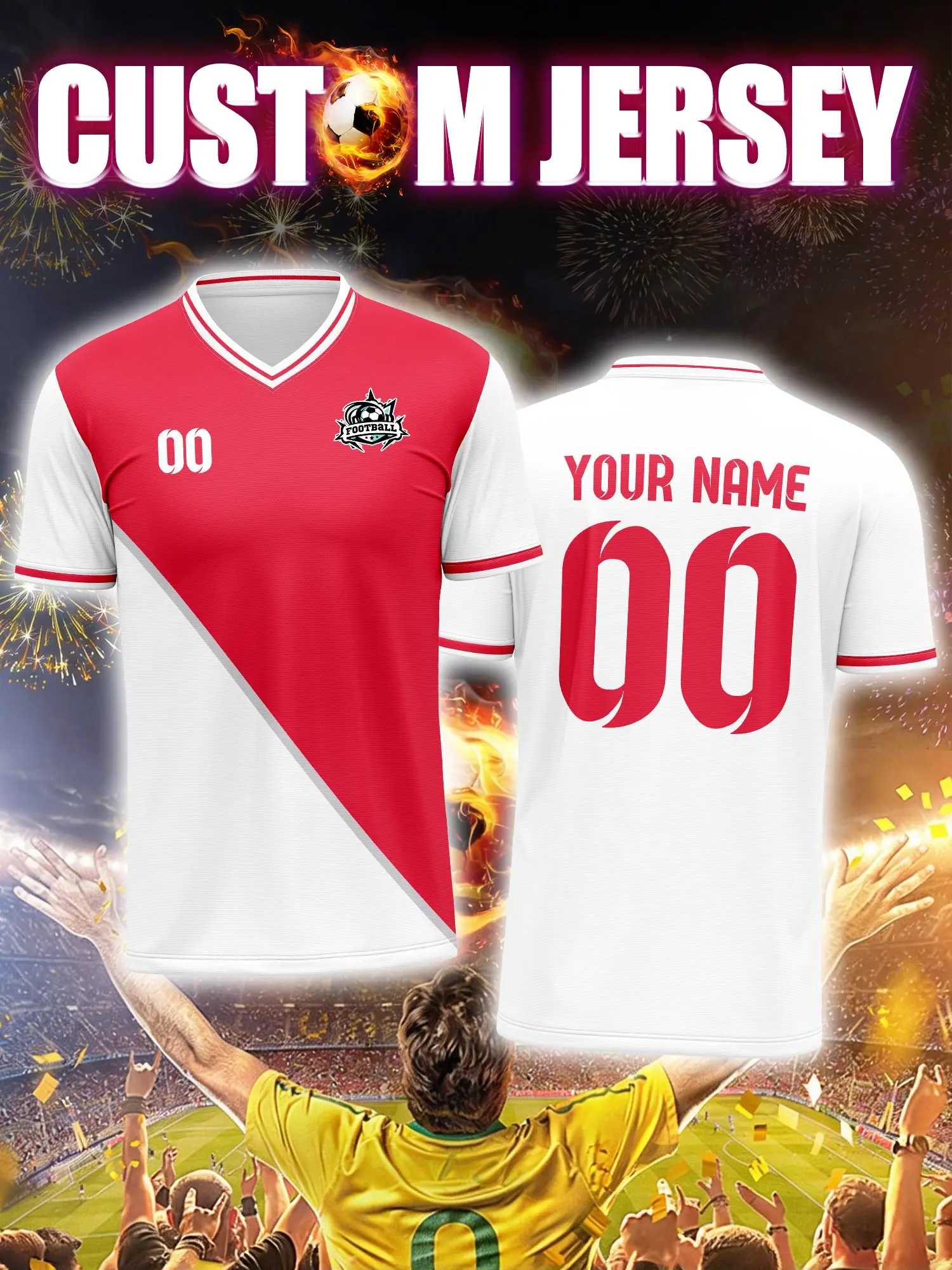 

Футболка для футбола с индивидуальным изображением, номером и именем, стильная уличная одежда для футбола в городском стиле