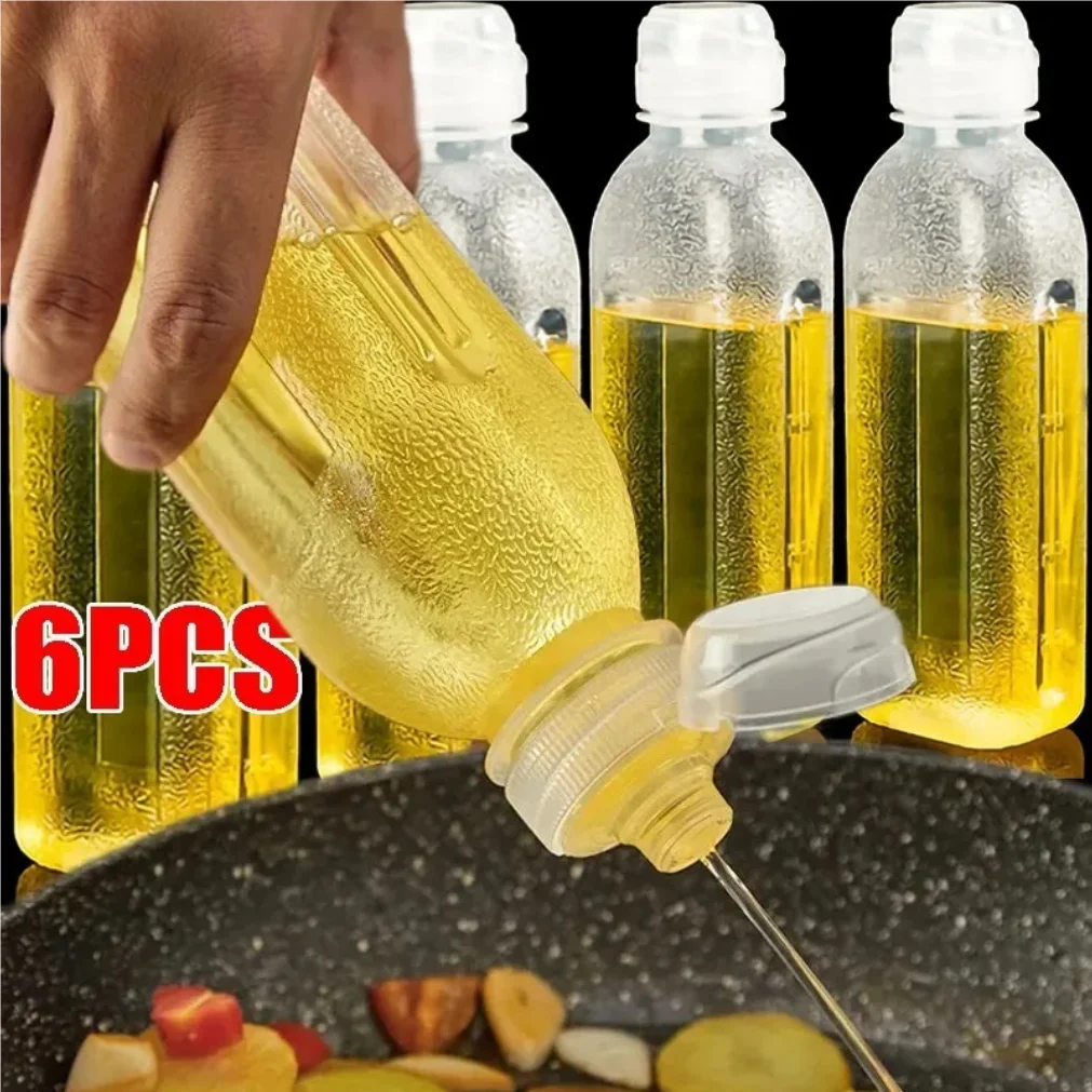 6/1PCS 300/500ml Kitchen Oil Bottle Plastic Seasoning Squeeze Bottle Dispenser for Salad BBQ Sauce Condiment Cooking Tool