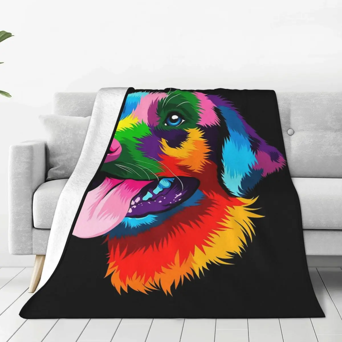 Labrador Retriever Head Multicolored Drawing Blankets Flannel Sofa Throw Blankets For Couch Bedding Throws Bedspread Quilt