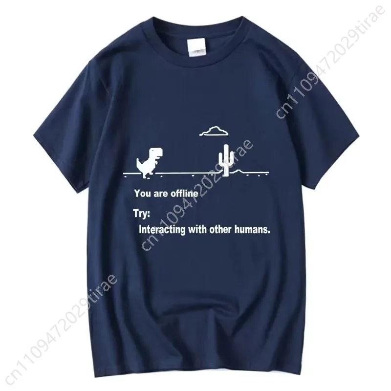 Men's Cotton Blend Funny Dinosaur Print T Shirt Loose O-neck Men Tshirt Short Sleeve T-shirt Male