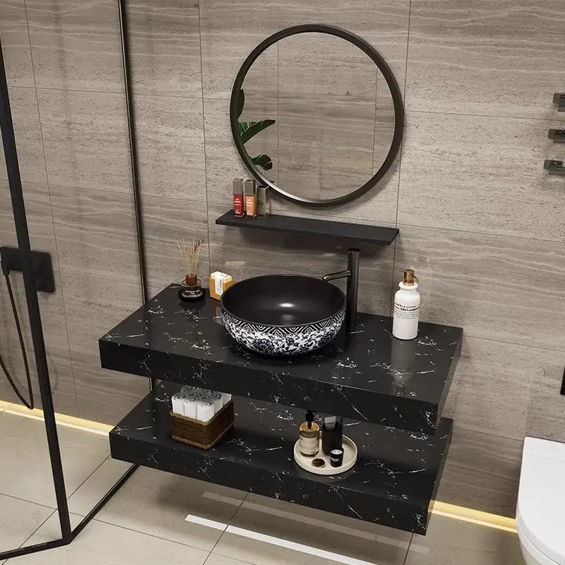 

Moden Bathroom Cabinet Wash Basin Marble Wash Ceramic Wall Washbasin Hotel Mirror Cabinet Combination Badkamer Meubel Furniture