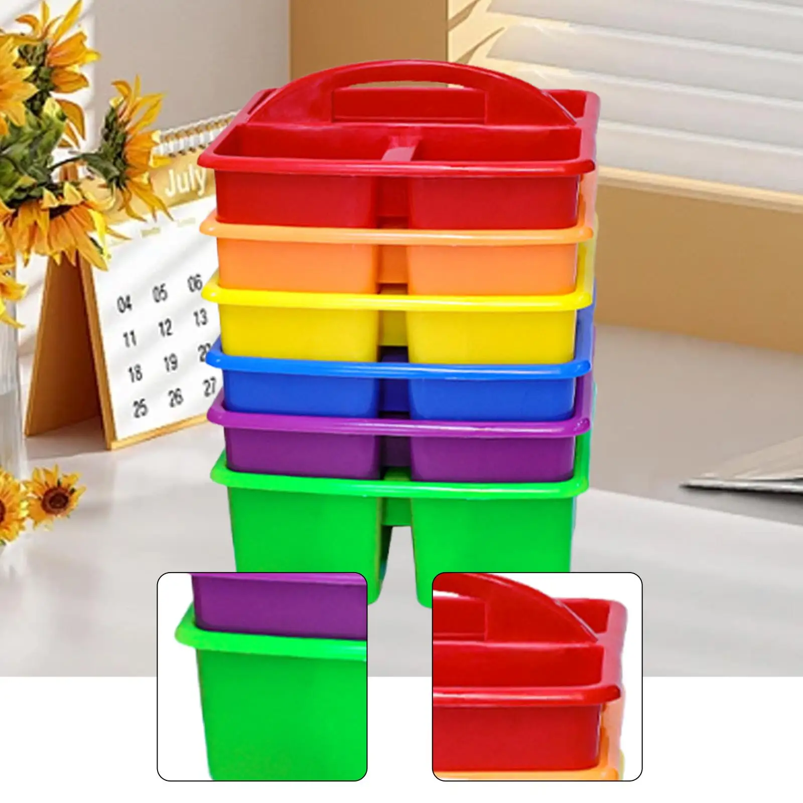 6 Pieces Classroom Storage Boxes Storage Bins Portable Toiletries Organizer for