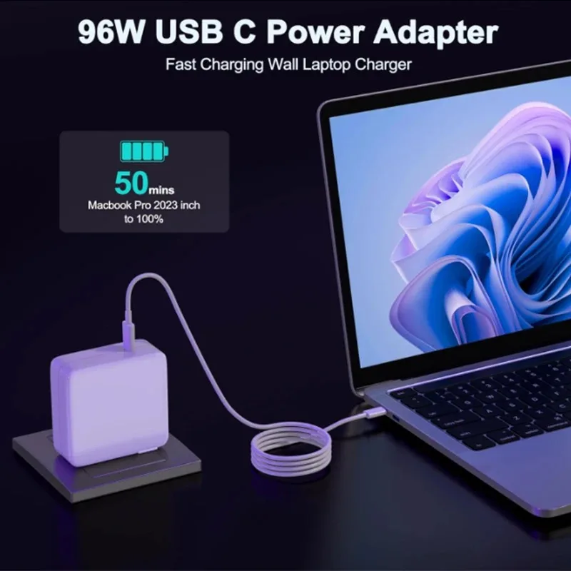 محول طاقة شاحن USB C PD 30 وات 60 وات 87 وات 96 وات لجهاز MacBook Pro 16، 15، 13 بوصة، هواء جديد 13 بوصة 2020/2019/2018، يعمل مع النوع C