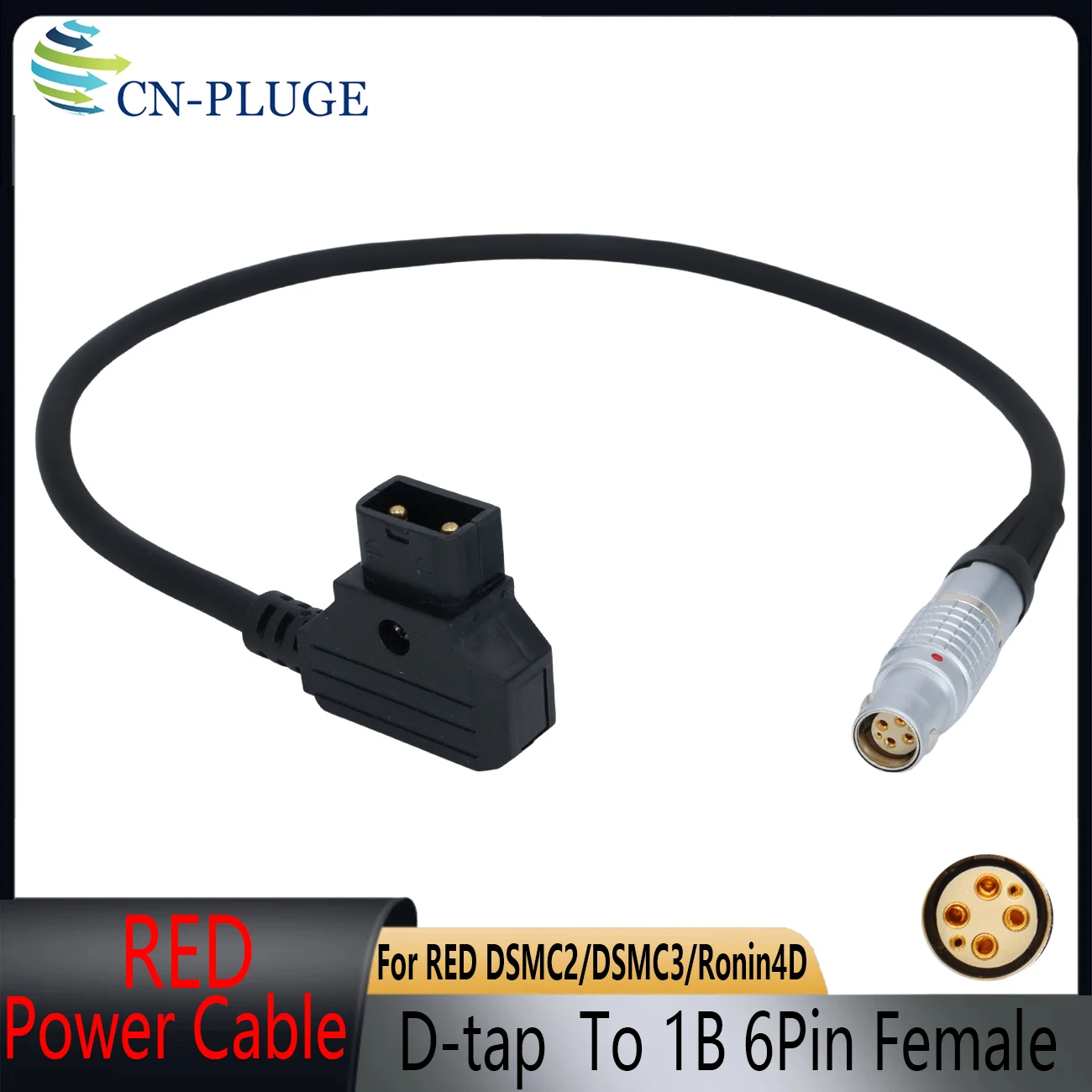 

RED KOMODO X/V-RAPTOR/DSMC2/DSMC3/DJI Ronin 4D Camera Power Cable D-Tap Male To 1B 6 (4+2) Pin Female Plug