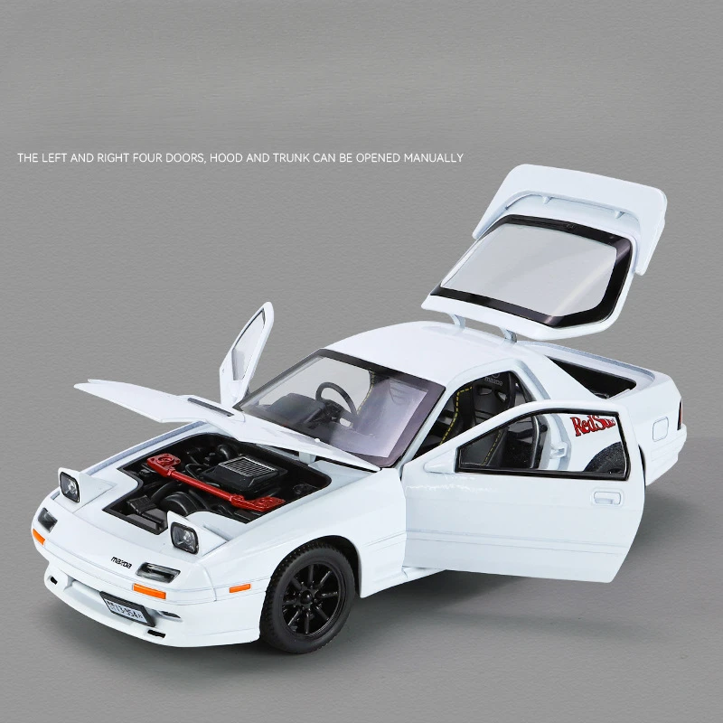 1:24 Mazda RX7 RX-7 Supercar Legering Auto Diecasts & Toy Vehicles Auto Model Geluid en licht Trek Auto Speelgoed voor Geschenken