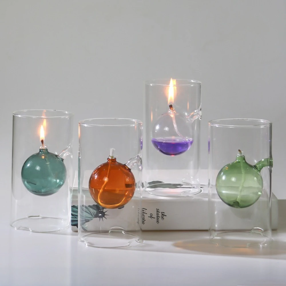 Kreative Glas-Öllampe, romantisches Zuhause, Candlelight-Dinner, Hochzeitszubehör, tragbarer Kerzenhalter für Bar und Esszimmer