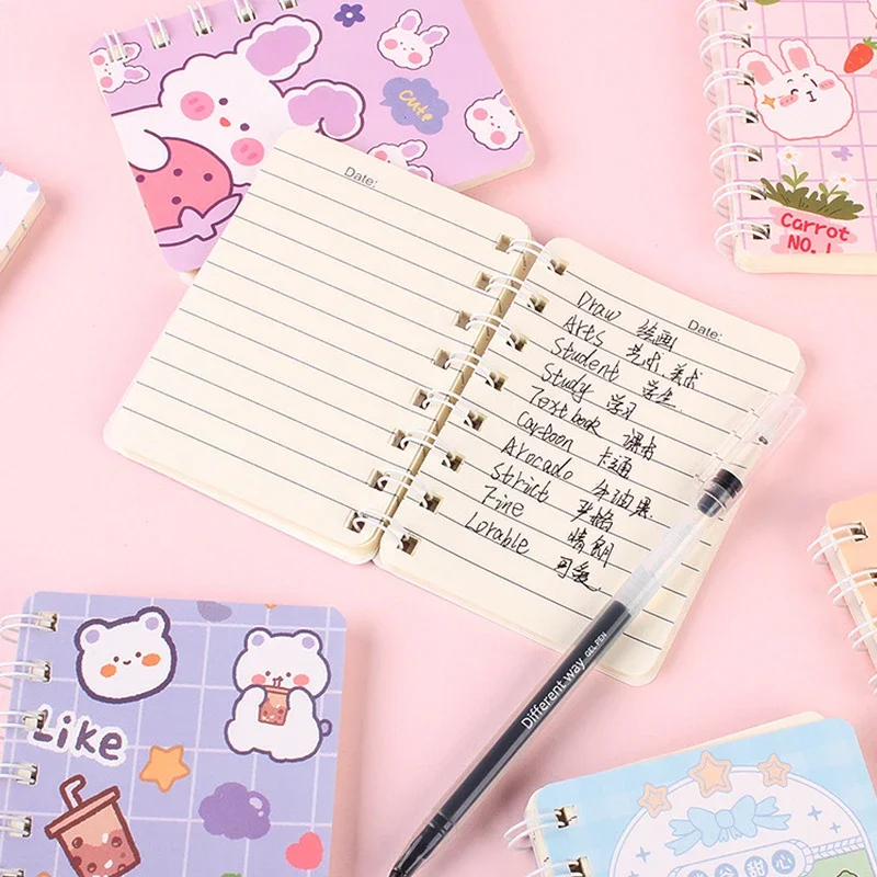 A7 Cute Cartoon Animal Loose Leaf Notebook Kawaii Portable Mini Pocket Coil Book Student Stationery School Supplies for Girls