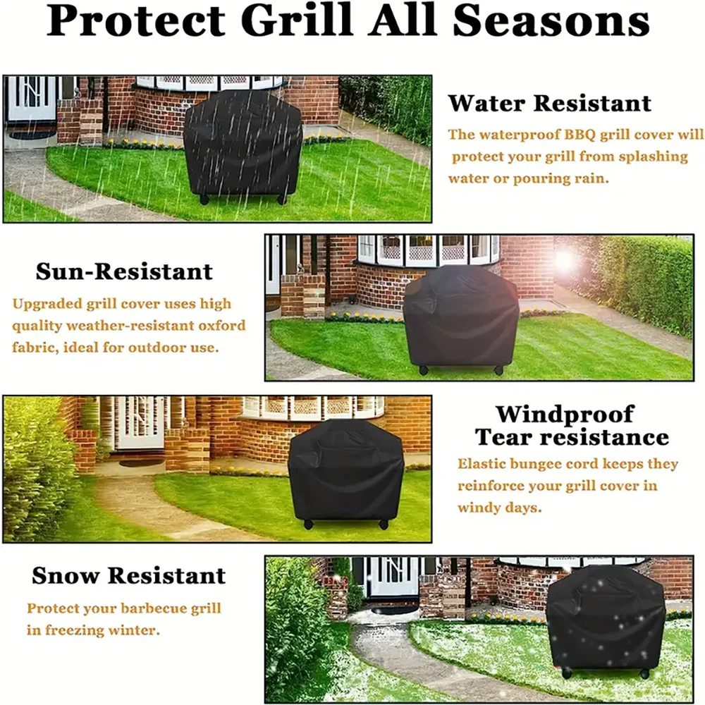 BBQ Grill Barbeque Cover 6 Size Anti-Dust Waterproof Weber Heavy Duty Charbroil BBQ Cover Outdoor Rain Protective Barbecue Cove