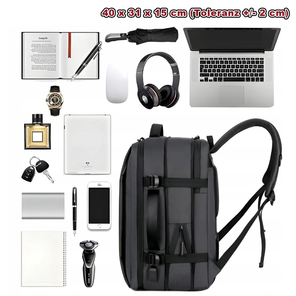 Sac à dos de cabine pour hommes, sac de voyage, sac à dos pour ordinateur portable, sac de loisirs, avec poignée pour chaussures.