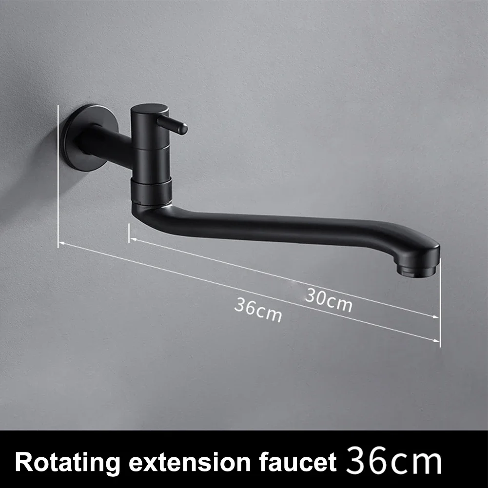 Extended Wall Mounted Faucet Single Cold Kitchen Sink Mop Pool Faucet Rotatable Bathroom Balcony Mop Pool Extended Tap Nozzle