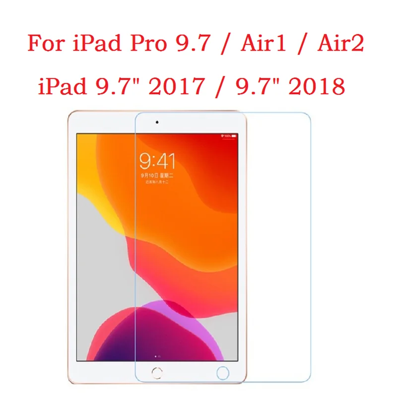 For iPad Pro 9.7 Air1 Air2 Tempered Glass Screen Protector For 9.7 2017 2018 5th 6th Tablet Bubble Free HD Clear Protective Film
