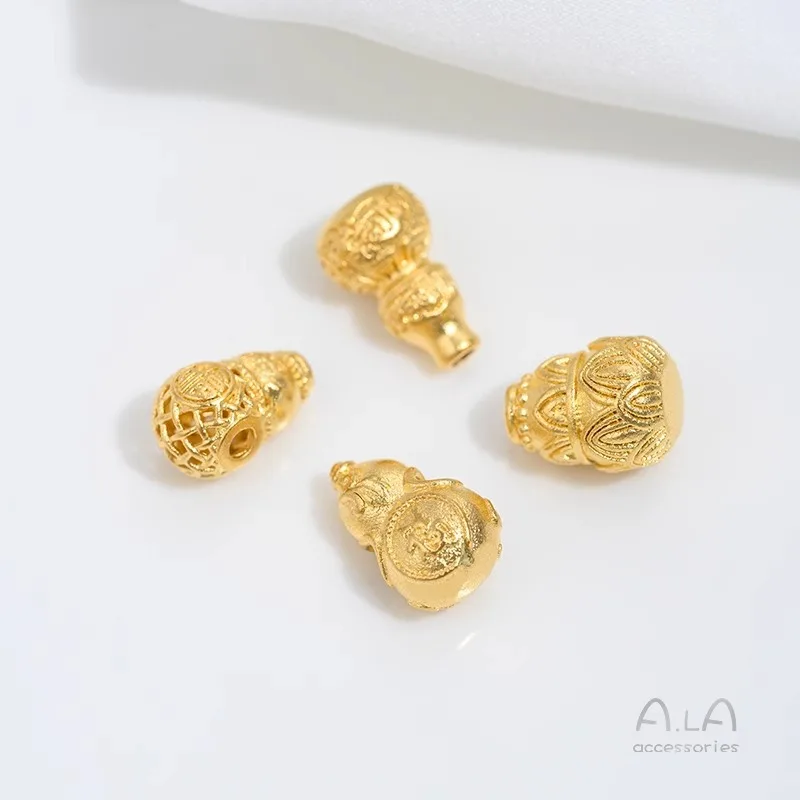 Ancient Gold Beads Loose Beads Sand Gold Transfer Beads DIY Bracelet Beads, Hollow Accessories Bead Partition Wholesale