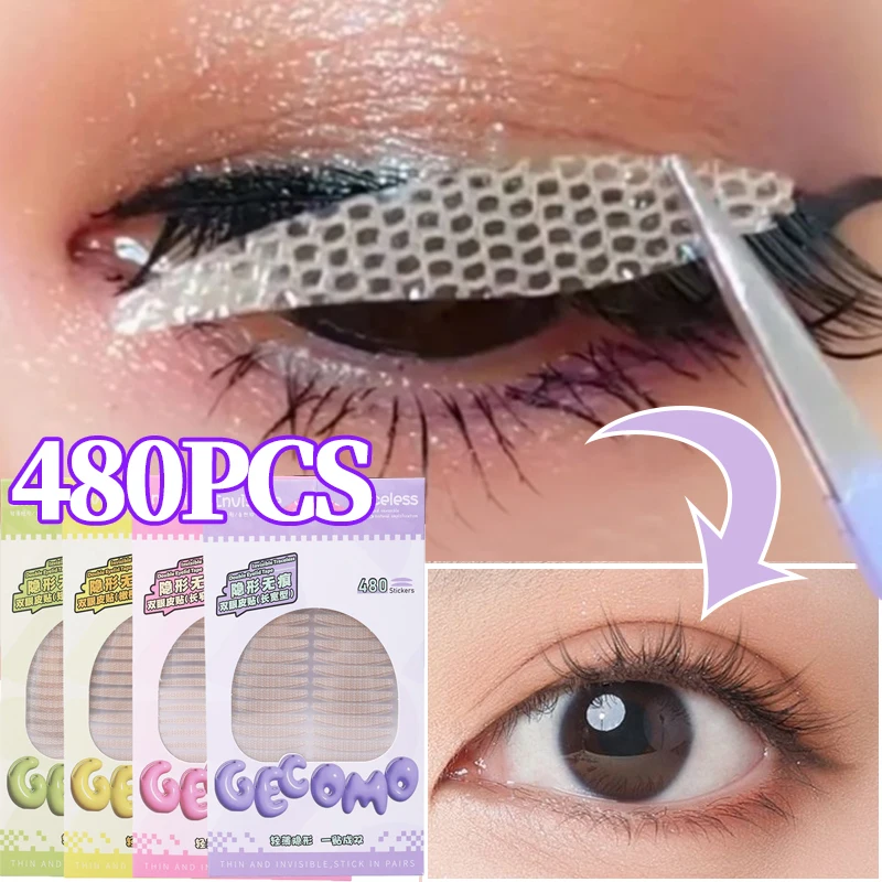 120/480PCSสติกเกอร์เทปตาที่มองไม่เห็นธรรมชาติSelf-Adhesive Doubleพับตาลูกไม้วางSelfกาวเครื่องมือแต่งหน้าตา