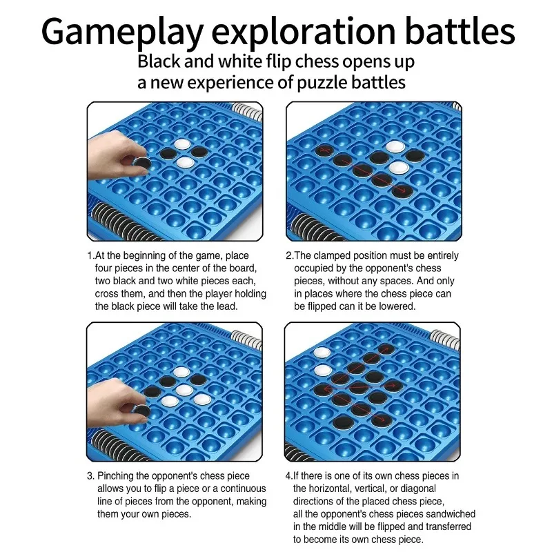 Dual-Side Flip Board Strategiespiel für 2- Spieler, Logiktraining, pädagogisches Denkaufgabe-Spielzeug