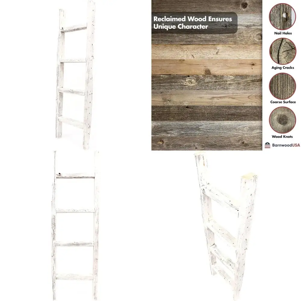 

Rustic Farmhouse Style Decorative Ladder - 4 Foot 2x3, Versatile Wall Mounting Options