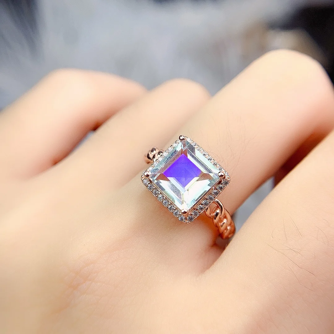 

Rainbow Mercury Mystic Topaz Silver Ring Natural White Topaz Women Ring 925 Sterling Silver Engagement Rings