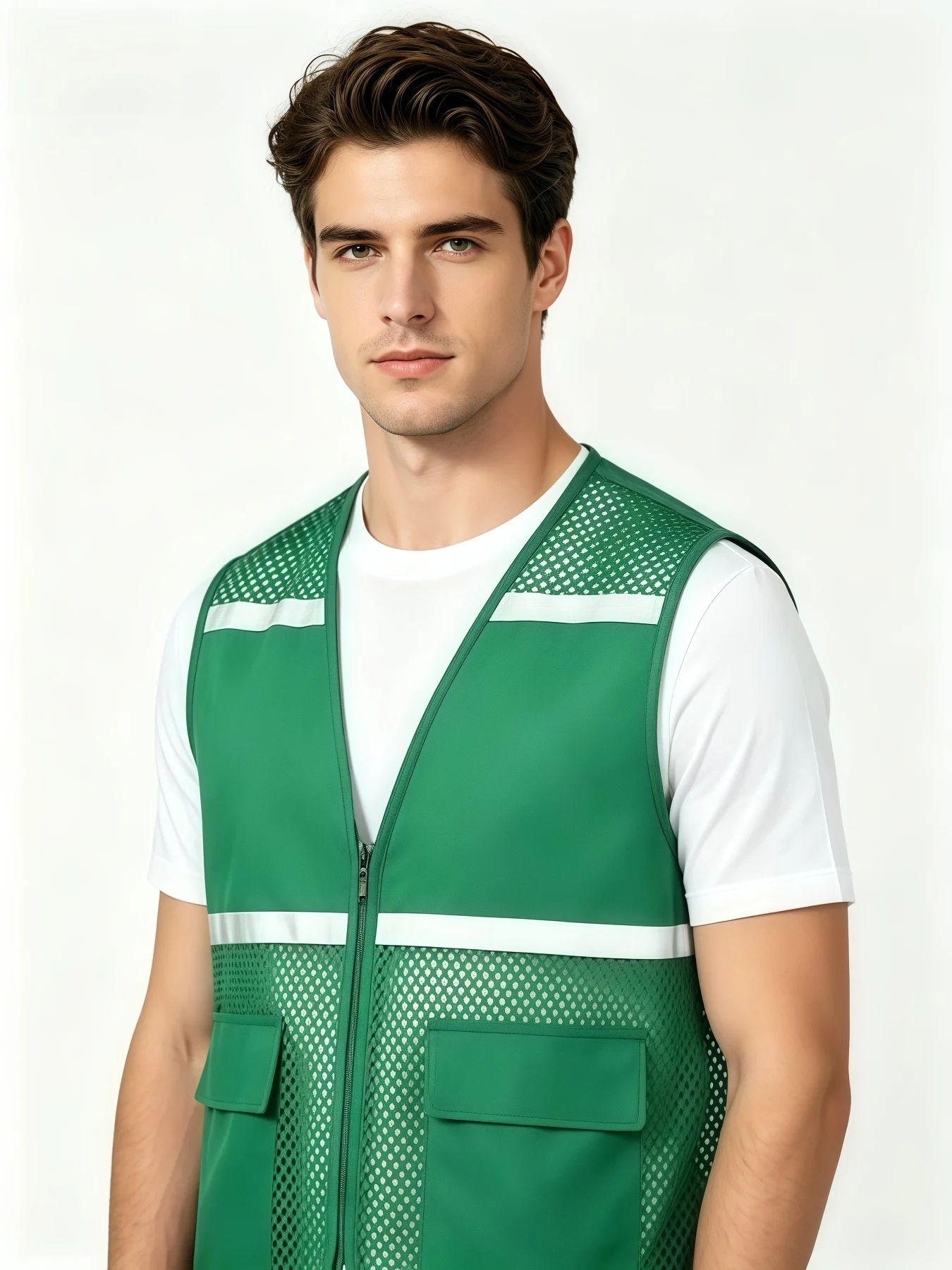 Hot Sale Custom Logo Printed Advertising Clothing Work Vest  Summer Breathable Mesh Fishing Vest Volunteer Workwear