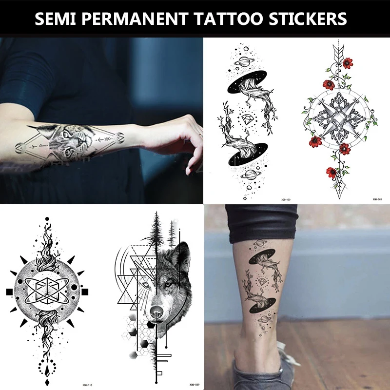 

Temporary Tattoo Full Arm Body Art Stickers Semi Permanent Tattoos Waterproof Sketch Tattoo Stickers For Fingers Feet Women Man