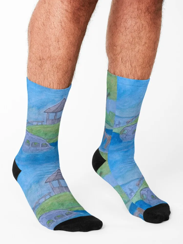ponyo landscape Socks Heating sock hockey Sports christmas gifts Men's Socks Women's