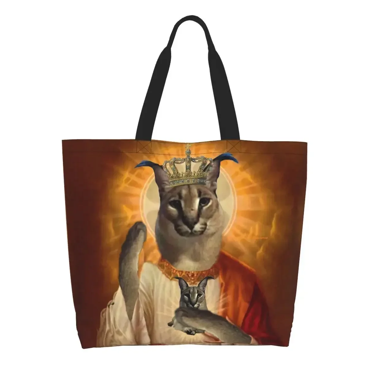 Saint Meme Big Floppa Grocery Tote Shopping Bags borse Shopper a tracolla in tela moda donna borse di grande capacità