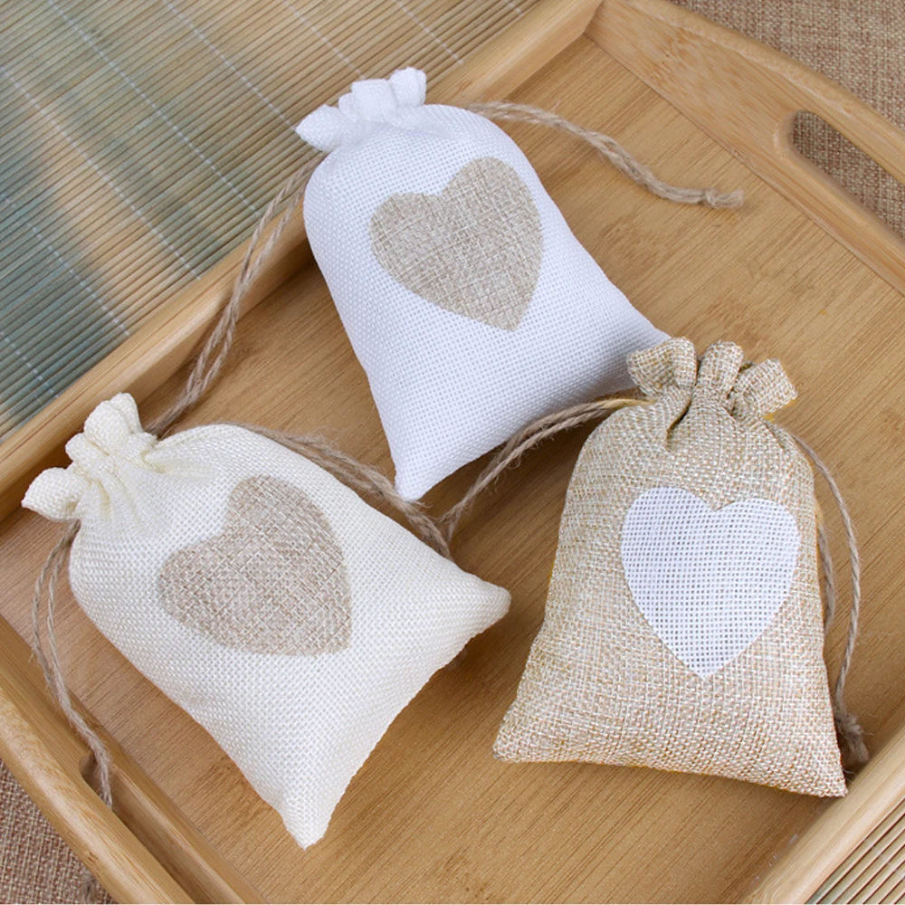 

20Pc/Lot Jewelry Linen Bag Drawstring Pouch Candy Gift Burlap Flax Pockets For Wedding Party Christmas Thanksgiving Halloween