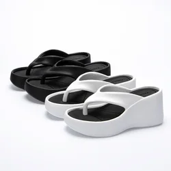 Women's Wedges Heels Flip Flops 2025 Summer Clip Toe Platform Sandals for Woman Mix Color Non-Slip Chunky Heel Slides Slippers