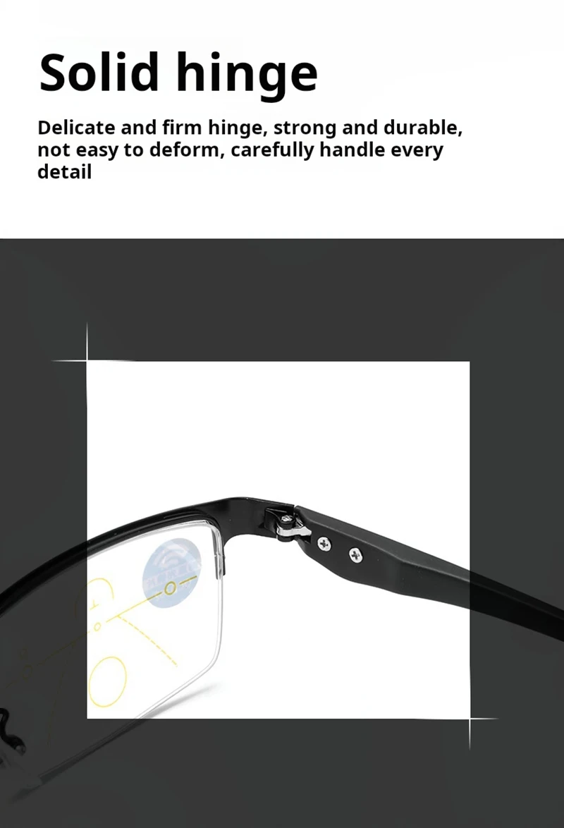 Progressive Multifocal Reading Glasses Men Women Half Frame Business Photochromic Glasses Anti-blue Light Eyeglasses