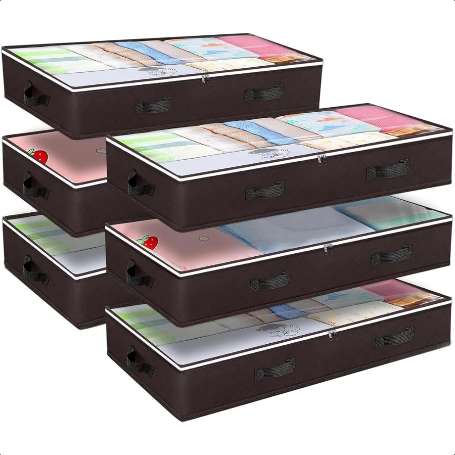 6 Pack 90L Under bed Storage Containers Organizer Large Capacity Underbed Clothes Storage Bins Organization and Storage Bedroom