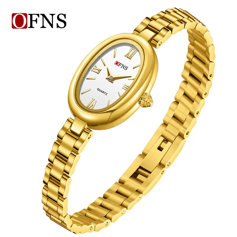 Fashion Ofns Women's Oval Design Quartz Watch, Waterproof, Simple Elegant Style, Casual Daily Wear, Fashion Business Wristwatch