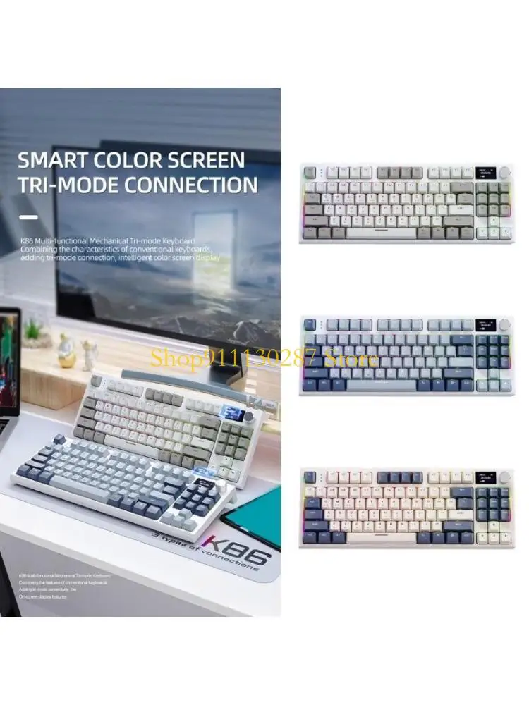 

J1HC K86 3Modes Mechanical Keyboard Bluetoothcompatible Wireless RGB Customize Korean