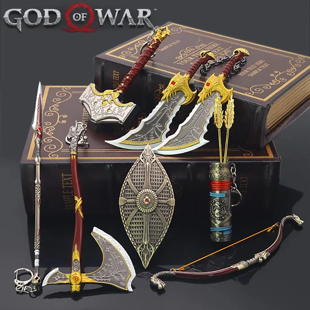 God of War 5 Weapon Blades of Chaos Ghost of Sparta Game Figure Sword Katana Keychain Model Kids Toy Halloween Gifts for Boys