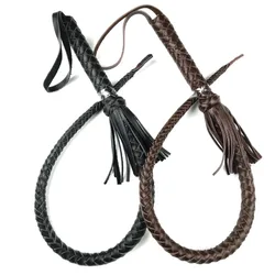 Cowhide Horse Whip Self-defense Leather Whip, Small Short Whip Film and Television Props Whip Equestrian Equipment