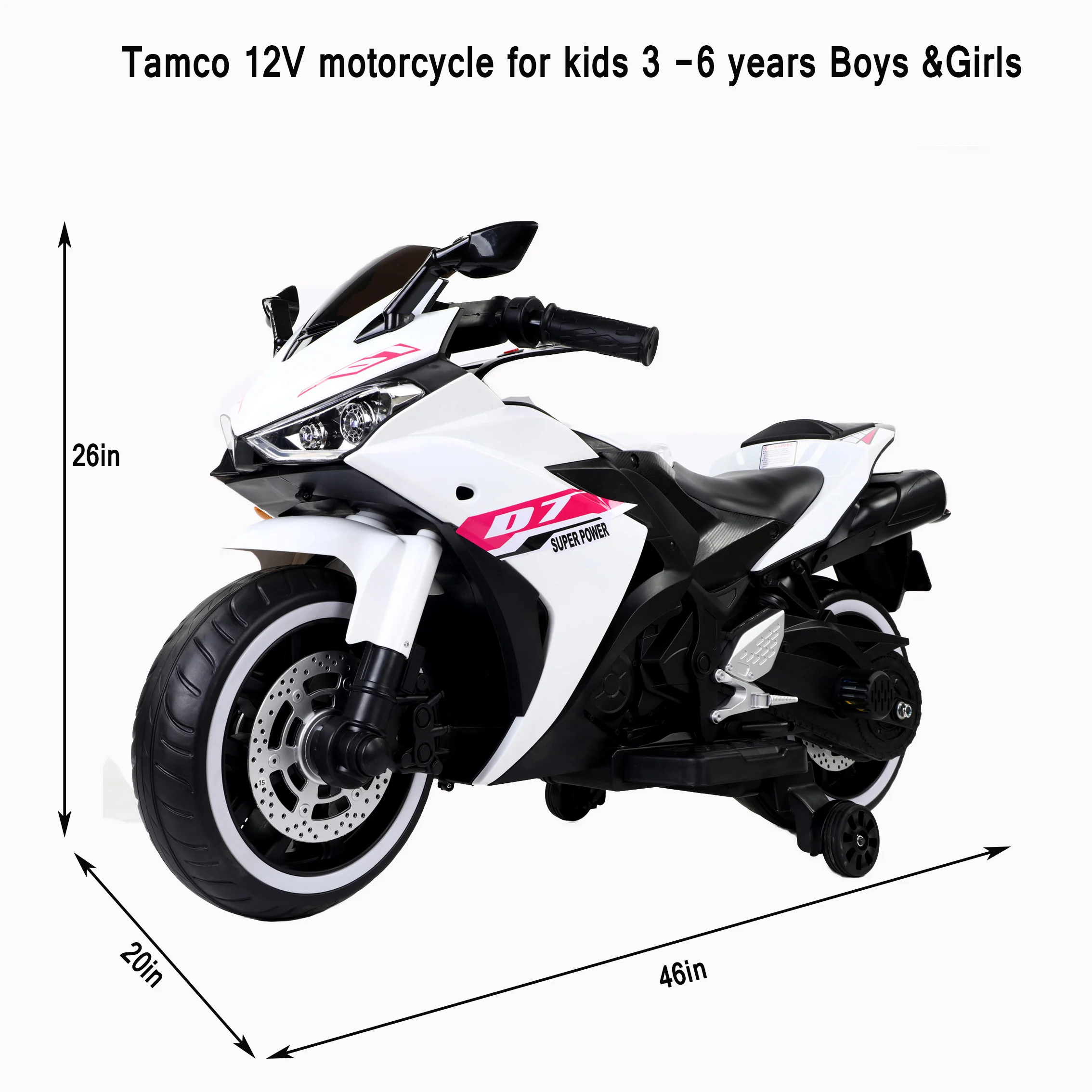 Tamco-Moto électrique 12V pour enfants, jouets pour garçons et filles de 3, 4, 5 et 6 ans